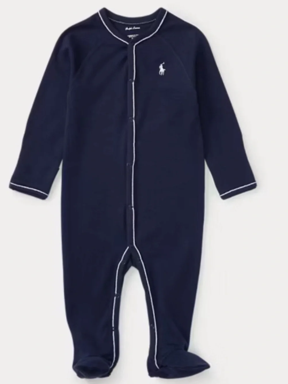Ralph Lauren Dark Blue Baby Footed Onesie